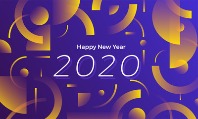 Illustrations concept design number of happy new year 2020. celebration graphic design. Vector Illustrate.