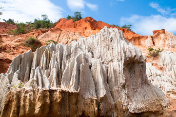 Red sand Ham Tien canyon . Landscape with rocks . South Vietnam , Phan Thiet , Mui Ne