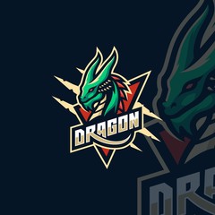 Vector Logo Illustration Mythology Dragon Beast in Sports and E-sports Emblem Badge Style