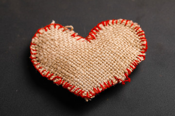 A happy couple  love painted on finger.Valentine day concept 