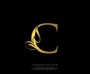 Golden C Luxury Logo Icon, Classy C Letter Logo Design.