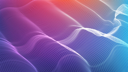 Colorful Digital Sound wave background,Wavy Particle Surface and earthquake Wave concept design,vector Illustration.