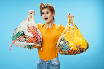 young woman with shopping bags