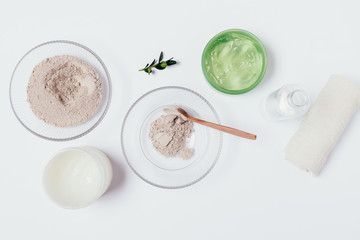 Natural cosmetics flat lay