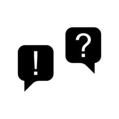 FAQ, question and exclamation line icon. , Q and A speech black vector sign. Symbol, logo illustration. 