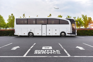 Fototapeta na wymiar Airport Shuttle Service Bus Coach