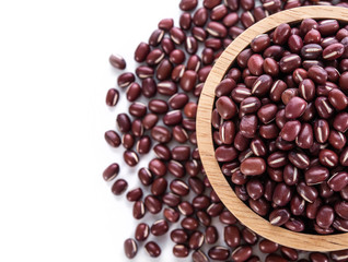 Adzuki beans on white background