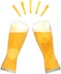 乾杯_生ビール_ビール_切り絵風_グラス_ベクター_イラスト_ドリンク_お酒_アルコール