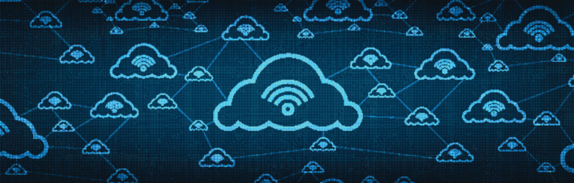 Digital data Network Connecting With Clouds on security Technology background,Cloud Computing concept.