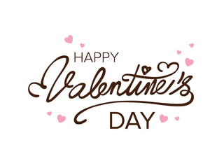 Happy Valentines Day typography poster with handwritten calligraphy text