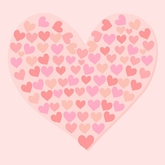  Many hearts combined into a big heart. Cards for Valentine's Day or Wedding Occasions.