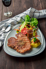 grilled steak with vegetables