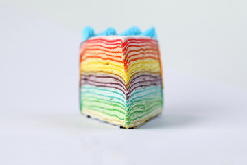 Fototapeta na wymiar Rainbow crepe layer cake