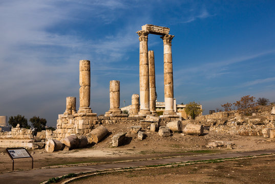 Fototapeta Aerial view of Amman city the capital of Jordan. City scape of Amman.
