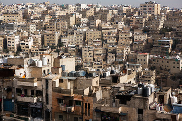 Aerial view of Amman city the capital of Jordan. City scape of Amman.