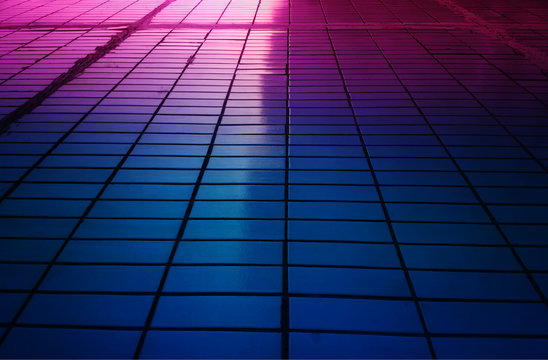 Pink And Blue Light Leak On Concrete Tiles Background