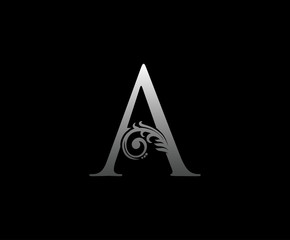 Fototapeta premium Silver A Luxury Logo Icon, Classy A Letter Logo Design.