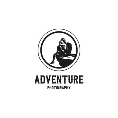 woman adventure photographer silhouette logo