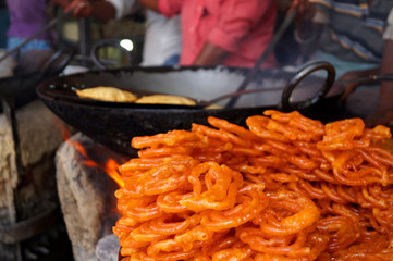 Indian jalebi, famous sweet for indian breakfast