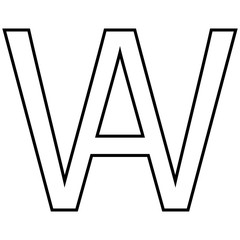 Logo sign aw, wa icon sign interlaced letters A, W vector logo aw, wa first capital letters pattern alphabet a, w