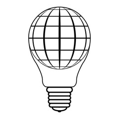 Obraz premium icon logo balloon in the form light bulbs and spheres globe planet earth, vector light bulb balloon concept of peace, successful business and peaceful life