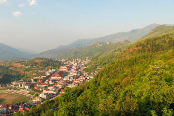 Fototapeta na wymiar Scenic view of Sapa town in Vietnam 
