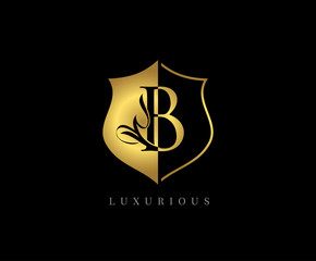 Golden B Luxury Shield Logo Icon 