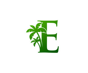 E Letter Green Palm Logo Icon