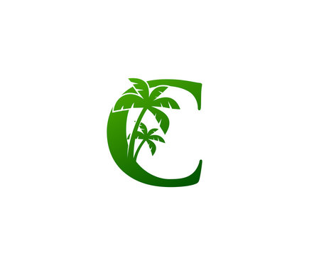 C Letter Green Palm Logo Icon