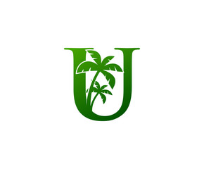 U Letter Green Palm Logo Icon