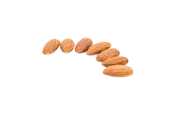 Almond nuts isolated with white background.