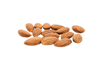 Almond nuts isolated with white background.