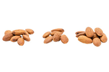 Almond nuts isolated with white background.