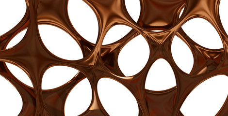 Brown 3d Abstract Architectural Futuristic Shape on white Background. 3d illustration, 3d rendering.