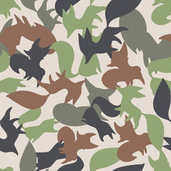 Camouflage design textile - Vector color seamless pattern of military background for army uniform