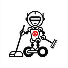 Robot on white. Technology, the future. Cartoon vector illustration.