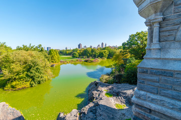 Turtle Pond seen from Belvedere Castle in autumn, Central Park, New York, USA