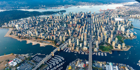 Naklejka premium aerial photograph of downtown Vancouver from a seaplane