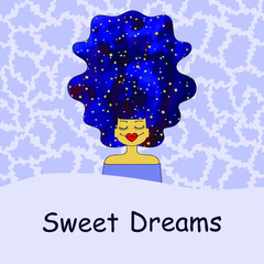 Sweet Dreams - card. eps10 vector stock illustration. hand drawing