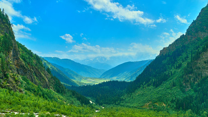 Fototapeta na wymiar landscape in mountains against a sunlight