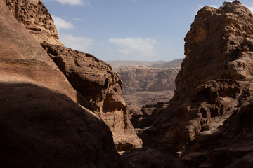 Beauty of rocks and ancient architecture in Petra, Jordan. Ancient temple in Petra, Jordan