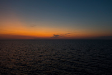 Travel by ferry from Kazakhstan to Azerbaijan on the Caspian sea. From the port of Kuryk to the port of Alat. Seascape.