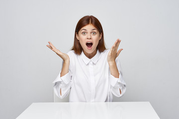 happy woman with arms raised