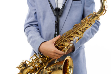 man playing saxophone