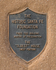 Oldest house plaque in the historic district of Santa Fe, New Mexico