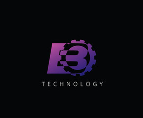 Obraz premium Techno Gear B Letter Logo Icon, Creative Service Design Concept.