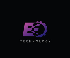 Techno Gear E Letter Logo Icon, Creative Service Design Concept.