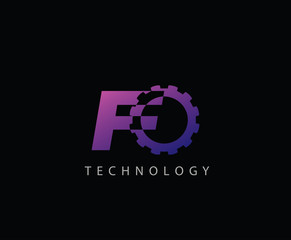 Techno Gear F Letter Logo Icon, Creative Service Design Concept.