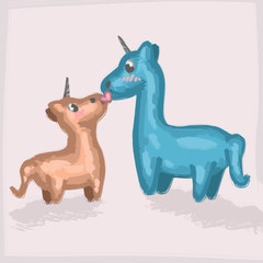 Unicorns kiss