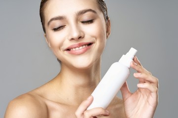 beautiful woman bare shoulders clean skin